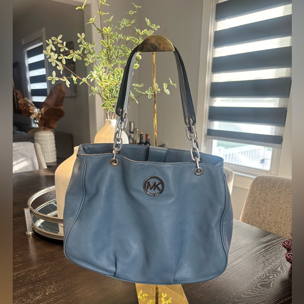 Michael Kors Slate Blue Leather Shoulder Bag